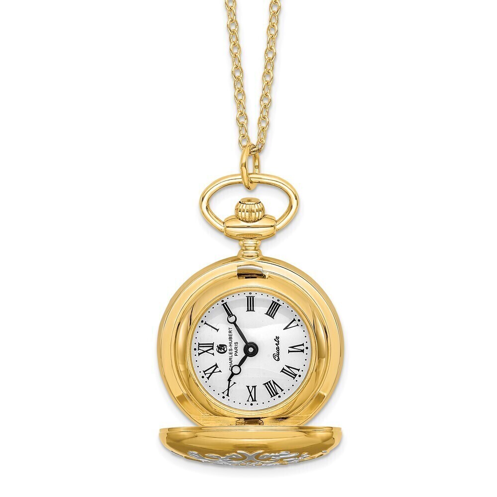 Kazi Luxury Charles Hubert Two-tone Floral Design Pendant Watch